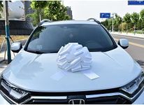 Chexin Large White Bow for Car, Birthday, Happy Birthday Gift, Bicycle, Wedding, Valentine's Day, Mother's Day, Christmas, New House, Giant Car Bow Diameter 50 cm, and Ribbons 600 cm Long