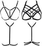 FIBO STEEL 4 Pcs Womens Strappy Cage Bra Sexy Bra Harness for Women