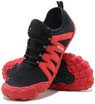 Weweya Barefoot Shoes Men Minimalist Road Running Cross Training Shoe Hiking Trekking Mountain Climbing Camping Size 11 Black Red