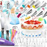 Cake Decorating Turntable, 130+ Pack with Numbered Piping Tips, All-in-one Baking Set Icing Spatula Cake Scrapers