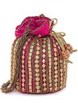 SHAKUNTALA TEXTILES Potli Bag/Bridal Purse/Women handbag/Shagun Pouch (Pink)