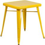 Flash Furniture Prince Commercial Grade 23.75" Square Yellow Metal Indoor-Outdoor Table