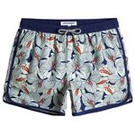 MaaMgic Mens 5" Short 70s 80s 90s Vintage Swim Trunks Quick Dry Bathing Suits Swimming Shorts Swimsuits Board Shorts,Blue Lily,XXL