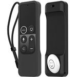 AhaStyle Protective Case for 2017 Apple TV Siri Remote [1st Gen] with AirTag Holder, Anti Slip Silicone Cover Compatible with 2017 Apple TV 4K [1st Generation] and 2016 Apple TV HD (Black)