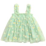 TotzTouch Baby Girls Dress | Frock Cami Strap Flared Printed Net Sleeveless Gown 1 PCS (Baby Green) Light Weight Age Newborn 1 to 2 Years