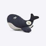 Heads Up For Tails Paws for Earth Wool Felt Whale Plush Toy for Dogs - Navy & Grey