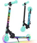 BELEEV V3 Scooters for Kids with Light-Up Stem & Deck & Wheels, 2 Wheel Folding Scooter Ages 3-12, 4 Adjustable Height, Non-Slip Pattern Deck, Lightweight Kick Scooter with Kickstand for Girls Boys