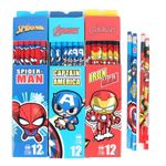 FEIFEI'S BOW Pack of 36 Spiderman Superhero HB Pencils with erasers Kids Children Party Bag Fillers School Office (Mixed Hero (36 Pencils with eraser))