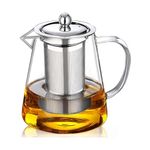 Incrizma Glass Teapot with Stainless Steel Infuser & Lid, Borosilicate Glass Tea Kettle Stovetop Safe, Blooming & Loose Leaf Teapot (950 ml)