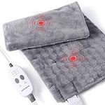 ROYGROW Heating Pad with Massager, Electric Weighted Heating Pad for Back Neck Shoulder Pain Relief, 3 Heating Levels & 3 Massage Types, 12” x 24”, 9 Relaxing Combinations, 5lbs, Grey