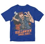 Heybroh Kids T-Shirt Halloween Zombie Party 100% Cotton Boy's Girl's Regular Fit Unisex T-Shirt (Royal Blue; 11-12 Years)