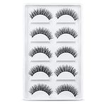 URAQT False Eyelashes,5 Pairs 3D Eye Lashes Natural Look, Faux Mink Fake Eyelashes, Reusable Handmade Soft Lashes Pack for Makeup Eyelashes Extension (Natural Look)