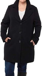 Alpine Swiss Alice Womens Plus Size Wool Overcoat Classic Notch Lapel Walking Coat BLK 1XL