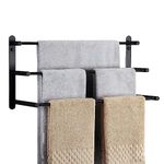 Kes 3-Tiers Bath Towel Bar 24-Inch Stainless Steel Bathroom Towel Rack Wall Mount, Matte Black Finish, BTH202S3-BK