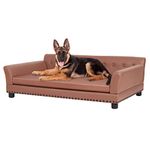 Susire Large Dog Sofa Bed: Pet Luxury Elevated Couch with Scratching Resistant Surface - Doggy Modern Chaise Sofa Made by Water Resistant Leathaire with Removable Cover Clearance for Large Jumbo Dogs