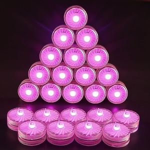HL Submersible LED Lights,Pink Small LED Light,100 Hours Waterproof Flameless Led Lights Battery Powered for Wedding Home Vase Festival Party Decoration 24pcs(Built-in 48 Batteries)