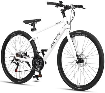 AVASTA 700C Road Adult Step-Over Gravel Hybrid Bike Bicycle for Men Woman Male Female,Lightweight Aluminum Alloy Frame with 21-Speed Gearing for City Commuting,Dual Disc Brakes,19 inch Frame,White