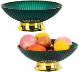 Fruit Basket for Kitchen Counter 2 Pack, Fruit Plate Decorative Bowls with Draining Holes, Fruit and Vegetable Holders for Countertops, Home Decor Serving Dish Table Centerpiece Decoration