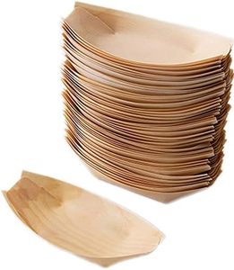 Sanxian - Disposable Wood Boat Plates/Dishes (100, 7''Long×3.3''Wide×0.7''High)