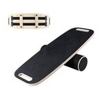 ASDJAKZP Balance Board - Wobble Board with Adjustable Stoppers, Exercise Balancing Stability Balance Roller Boards with Handles, Hockey Balance Board for Surfing Training, 29x11 Inch, Black