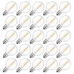 Spacelumen 25 Pack G40 LED Light Bulbs Replacement, 1W E12/C7 Small Screw Base Socket Light Bulb，2200K Warm White Globe Edison Bulbs for Indoor Outdoor String Lights