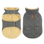 Queenmore Dog Winter Coat, Fleece Dog Winter Jacket, Waterproof Cold Weather Dog Clothes, Thick Warm Cotton Padding Easy On Storage Pockets (Grey, X-Small)