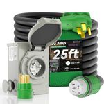 RVINGPRO 50 Amp Generator Cord 25FT and Power Inlet Box, Pre-Drilled 50 Amp Generator Inlet Box with Cord, NEMA 14-50P to SS2-50R Generator Cord Waterproof Combo Kit, ETL Listed