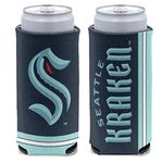 WinCraft NHL Seattle Kraken Slim Can Cooler, 1-Pack, (Foldable, 2-Sided Design)