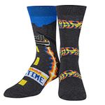 ODD SOX, Back to the Future, Funny Retro 80's Men's Crew Socks, Outatime, Large