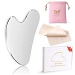 Stainless Steel Gua Sha Facial Tools, Durable Gua Sha Scraping Massager to Reduce Puffiness, Lymphatic Drainage, Facial Tension with Travel Pouch & Delicate Box