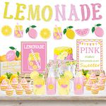 Lemon party Decorations, Lemonade Stand Decorations with Lemonade Banner Lemonade Sign Coffee Bar Signs Lemon Stickers for Summer Lemon Birthday Baby Shower Bridal Shower Party Supplies