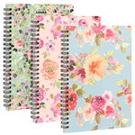 Colacoo Cute Spiral Notebook,3 Packs Aesthetic College Ruled A5 Spiral Notebook Journal Notepad with Durable Hardcover and 80 Sheets /160 Lined Pages,Floral (Flower -2,A5)