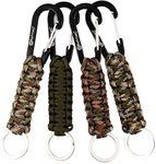 REHTAEL [4-Pack Professional Paracord Keychain with Carabiner, Military Braided Paracord Lanyard for Survival, Keys, Knife, Outdoor Camping (4Pack; 3camo+1green)