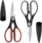 LIVINGO 8" Kitchen Scissors All Purpose - 2 Pack Heavy Duty Kitchen Meat Shears, Stainless Steel Multi-function Food Scissors for Cooking Cutting Chicken, Turkey, Bones, Poultry, Fish, and Vegetables