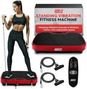 Hurtle Fitness Vibration Platform Machine - Home Gym Whole Body Shaker Exercise Machine Workout Trainer Fast Weight Loss w/Resistance Bands Easy Carry Wheel Remote Adjustable Speed - HURVBTR36RD, red