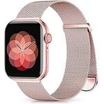 Zedoli Compatible with Apple Watch 38mm 40mm 41mm 42mm 44mm 45mm 49mm iWatch Band Series SE 9 8 7 6 5 4 3 2 1 Ultra Ultra 2 Women Men, Stainless Steel Loop Magnetic Clasp Metal Strap, Rose Pink Gold