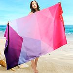 SYOURSELF Beach Towel, Beach Towels Large -60" x 30"- Quick Dry, Lightweight, Absorbent, Soft, Sand Free Oversized Microfiber Bath Towel Blanket Mat-Perfect for Pool,Travel, Sports, Swim(Geo)