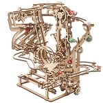 Ugears 3D Puzzle Marble Run Chain - Creative 3D Wooden Puzzles for Adults with Rubber Band Motor - Marble Run Chain Wood Model Kit - Unique Wooden Puzzle - 3D Puzzles for Adults and Kids Building Kit