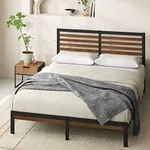 Zinus Kai Bamboo and Metal Platform Bed Frame with Headboard/No Box Spring Needed/Easy Assembly, Queen, Brown