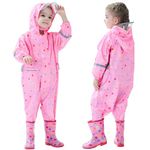 Kids Raincoats Girls Boys Puddle Suit Hooded All In One Waterproof Rainsuit Children Lightweight Prints Muddy Suit Reusable Rain Jacket Rainwear 5-7 Years