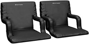 Home-Complete Stadium Seat Chair, 2 Pack- Bleacher Cushions with Padded Back Support, Armrests, 6 Reclining Positions and Portable Carry Straps (Set of 2, Black)