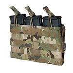 IDOGEAR Triple Mag Pouch Open Top 5.56mm Magazine Pouch Fit for M4 M16 AR-15 Tactical Molle Mag Carrier 500D Nylon Airsoft Hunting Military Gear (Multi-camo)