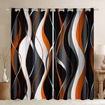 Orange Grey Black Curtains Geometric Spiral Pattern Window Drapes for Boys Girls Modern Luxury 30%-50% Blackout Curtain Abstract Art Window Treatments W66*L72