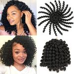 6 Pcs Jumpy Afro Kinky Twist Crochet Braid Jamaican Bounce Synthetic Braiding Hair Extension 8 Inch 20 Strands(6pcs/lot,1B#)