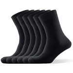 MissShorthair Bamboo Socks for Men Soft Breathable Dress Socks Bamboo Calf Socks for Men's Work Casual Socks 6 Pairs 6-9 Black