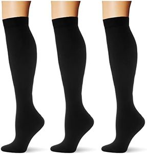 (3 pairs) Compression Socks 20-30 mmHg Long Socks for Women and Knee High Socks for Women 3 Black S/M