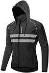 WOSAWE Packable Cycling Jacket Hooded Running Coat Lightweight Biking Windbreaker, Black with Hood XXX-large