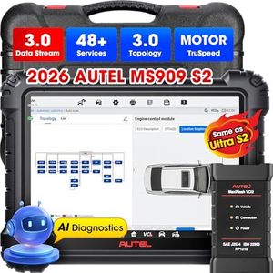 Autel MaxiSys MS909 S2 Scanner, 2026 Same as Ultra S2 Up of MS Ultra MS909, Top Intelligen Scan Diagnostic with AI, Topology 3.0, Enhanced PID Analysis, Motor Truspeed, 48+ Service, ECU Program