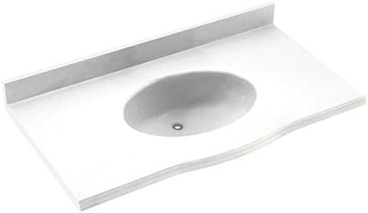 Swan EV02261.010 Europa Solid Surface Single-Bowl Vanity Top, 61-in L X 22-in H X 6.875-in H, White