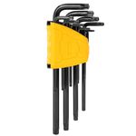 Deli DL234209H Torx Hex Key Set of 9 Pcs Tamperproof L-Shape Long Arm Star Allen Wrench Keys Size T10 T15 T20 T25 T27 T30 T40 T45 T50 (Includes Holder, Yellow and Black)